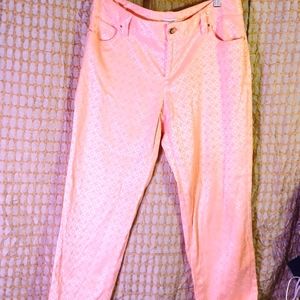 Cache pink holiday pants! Size 10